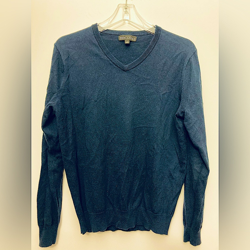 J. Crew Mercantile Men's Wool Cotton Blend Sweater Navy Size Medium